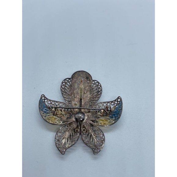 Antique 925 Sterling Filigree & Pastel Enamel Figu - Picture 4 of 4